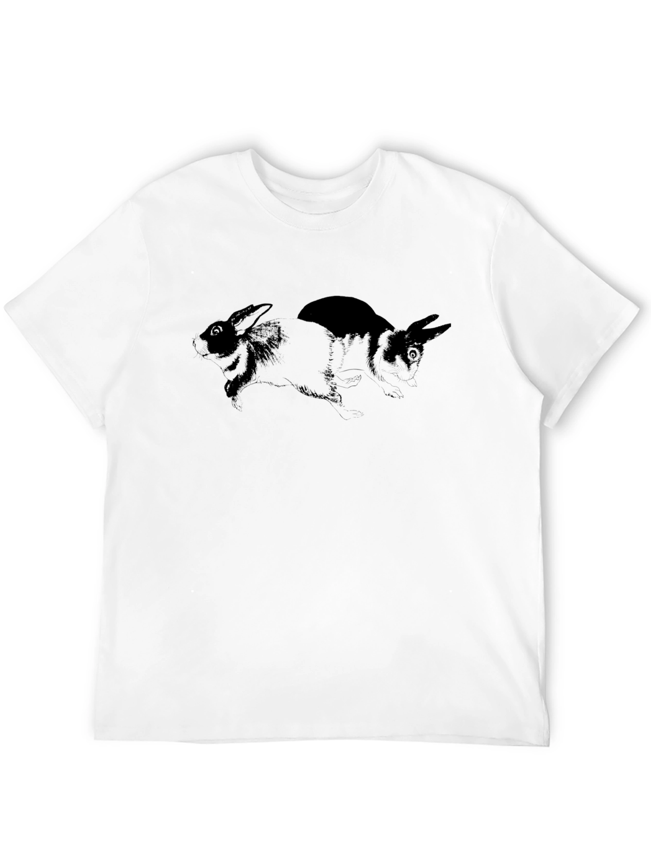 Rabbit Graphic Print Black T-Shirt