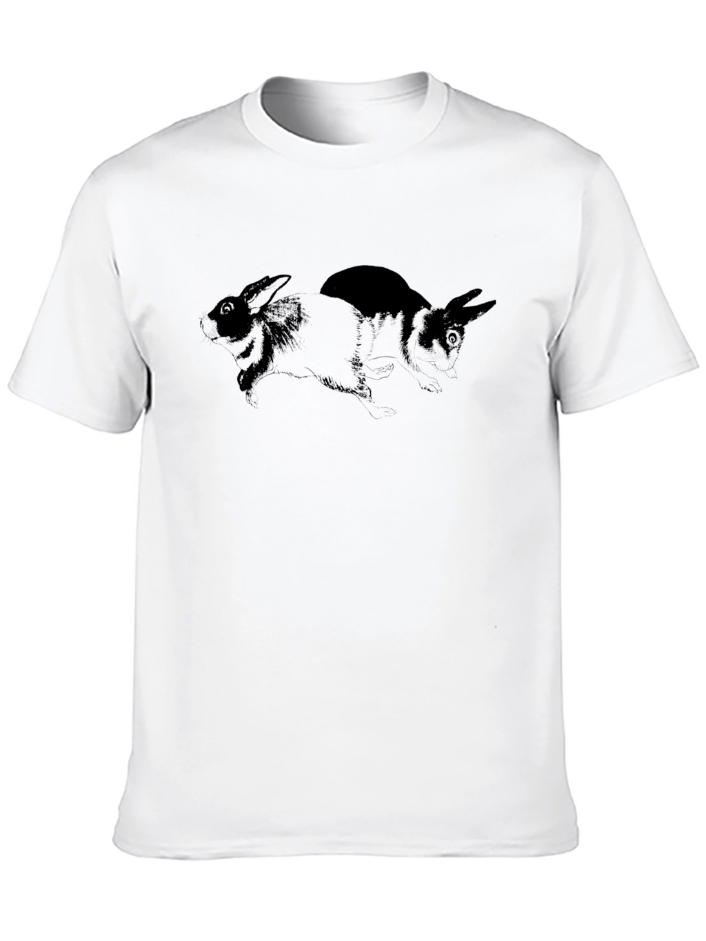 Rabbit Graphic Print Black T-Shirt