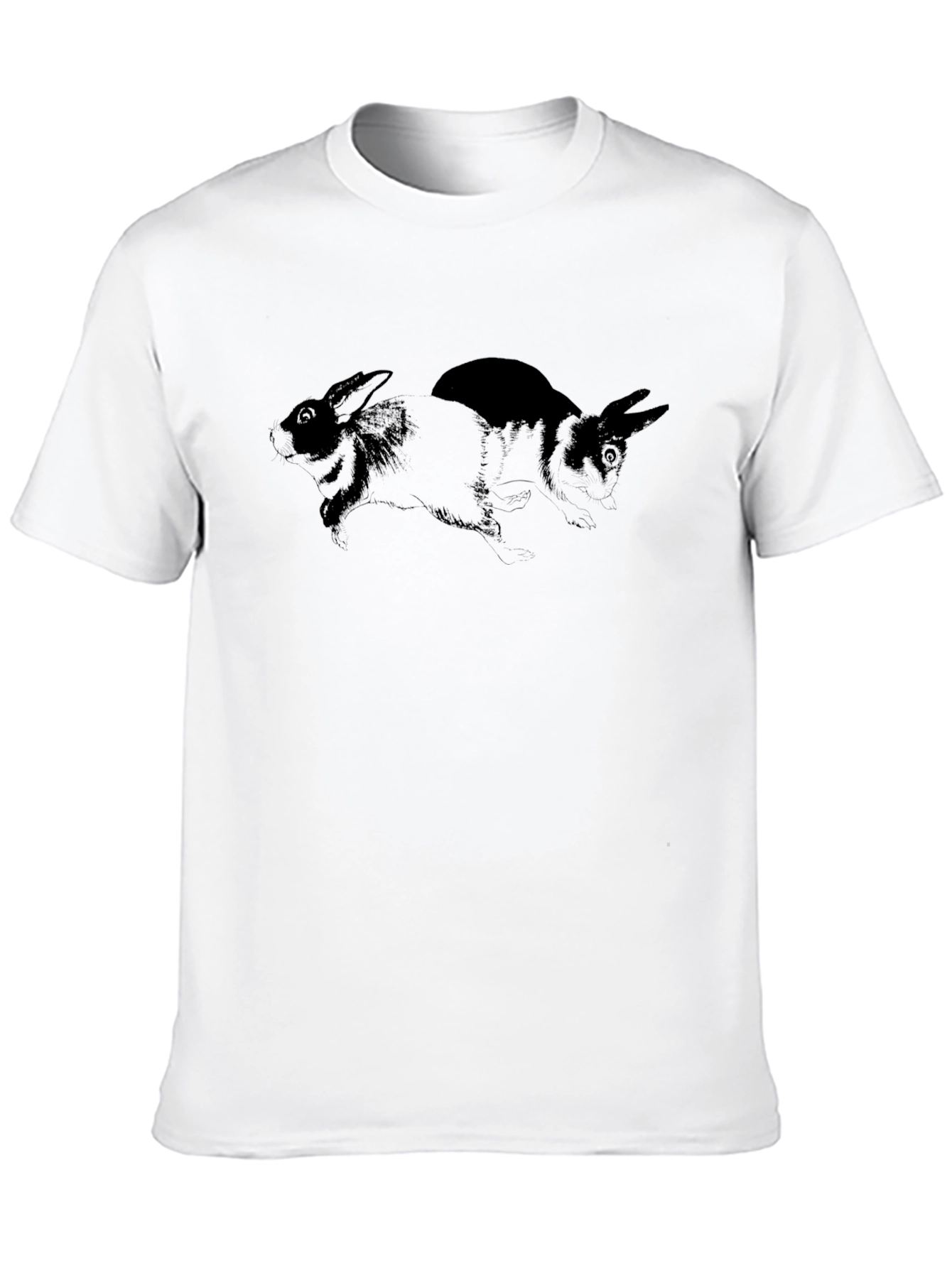 Rabbit Graphic Print Black T-Shirt