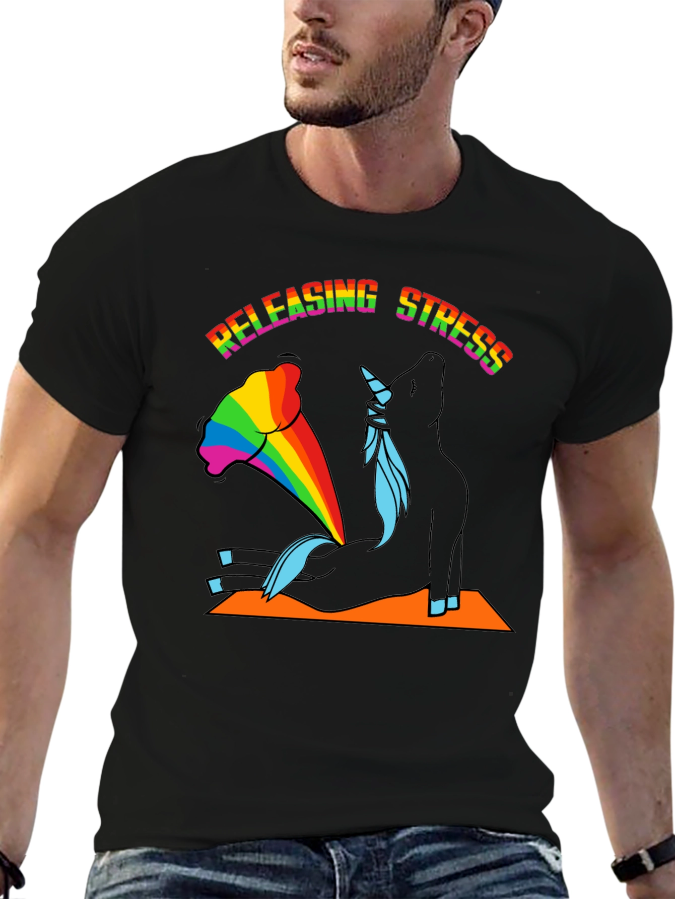Releasing Stress Unicorn Yoga T-Shirt