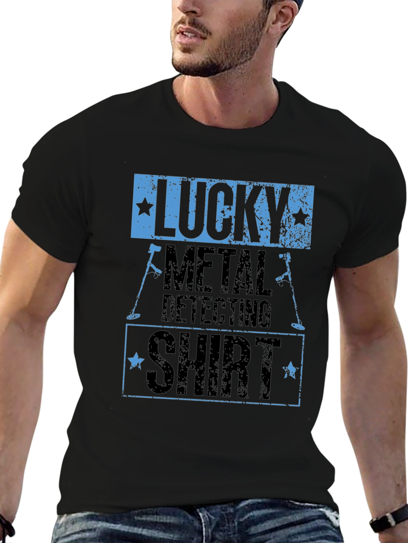Lucky Metal Detecting Shirt - Black Graphic Tee
