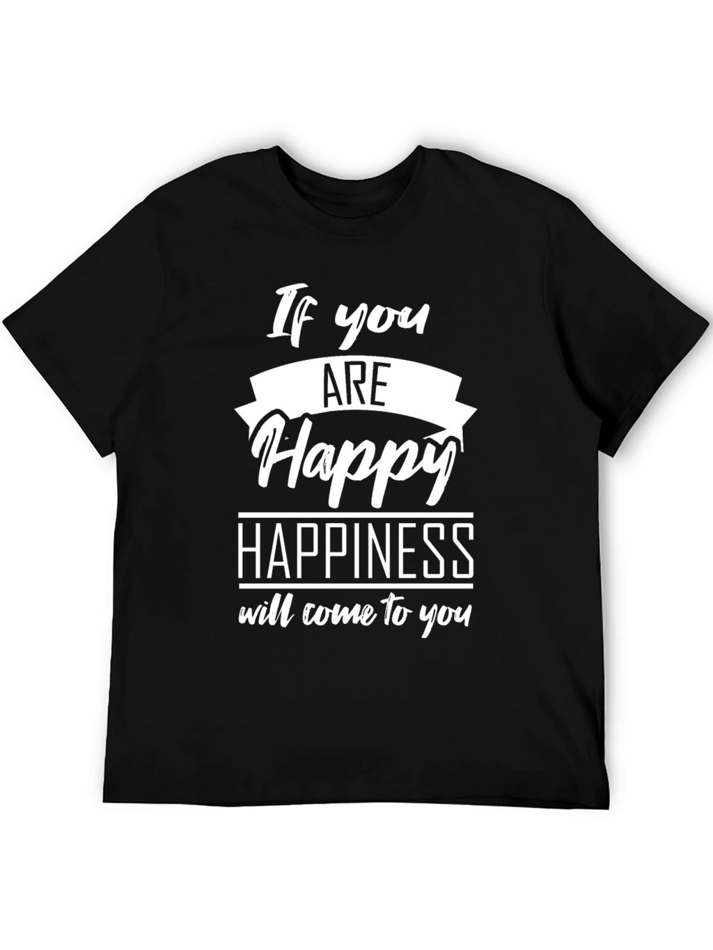 Happy Graphic Black T-Shirt - Inspirational Tee