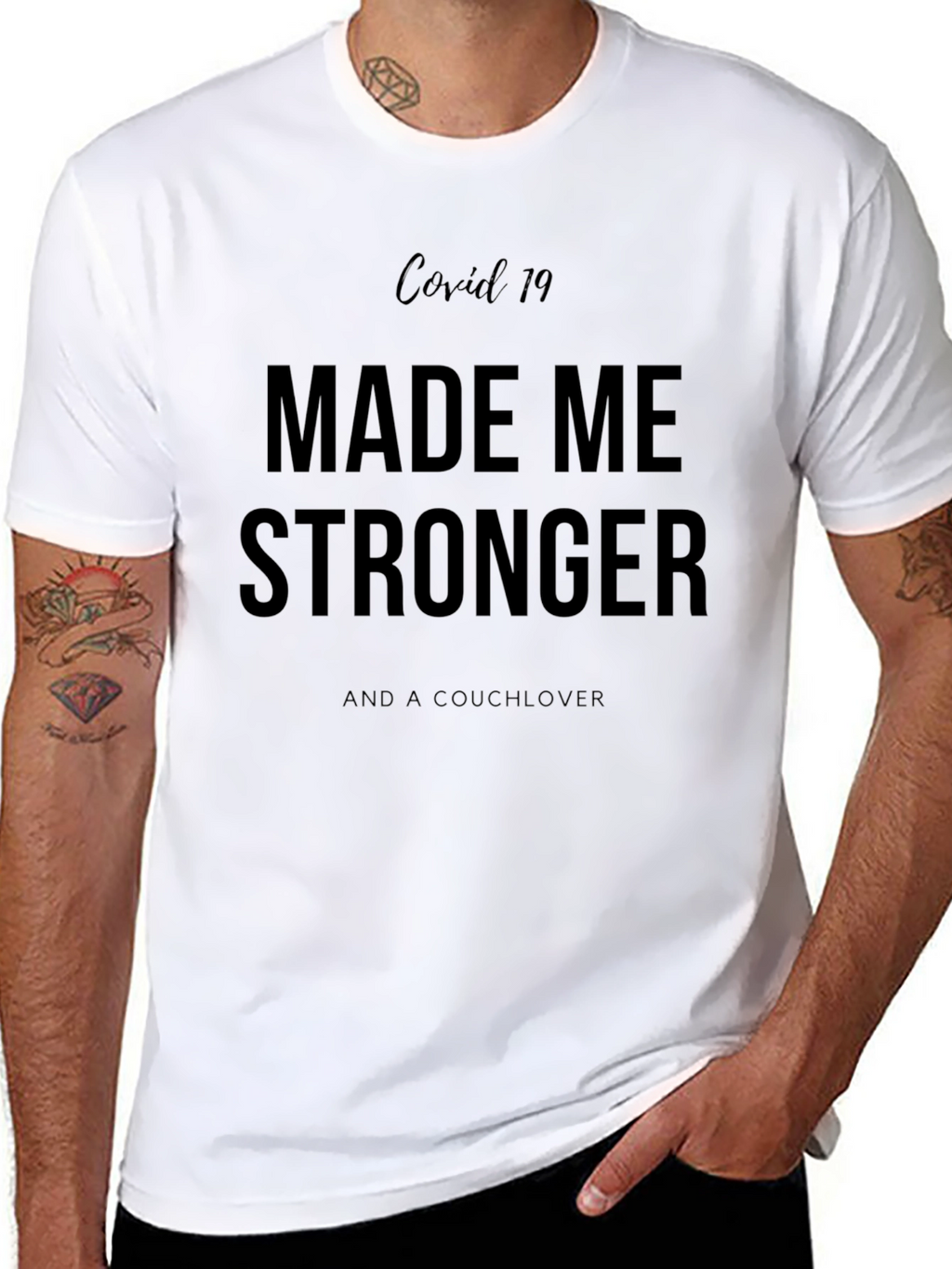 Covid 19 Stronger Couchlover Black T-Shirt