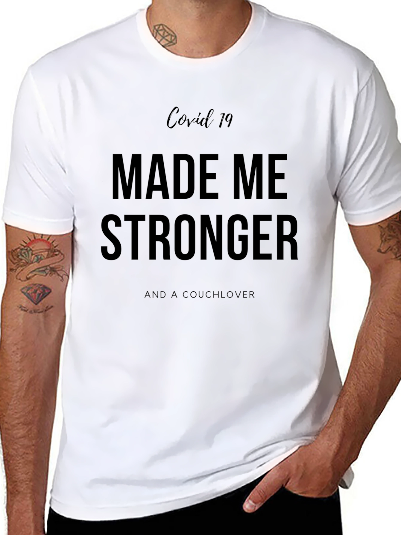 Covid 19 Stronger Couchlover Black T-Shirt