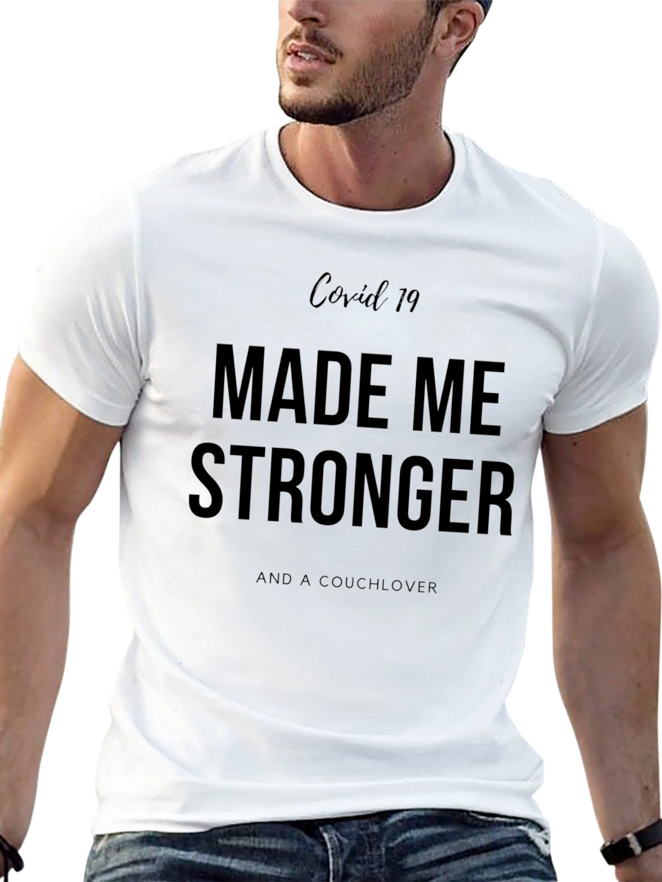Covid 19 Stronger Couchlover Black T-Shirt