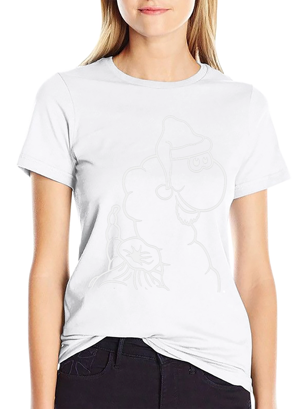 Novelty Cartoon Sheep Santa Hat Graphic Tee