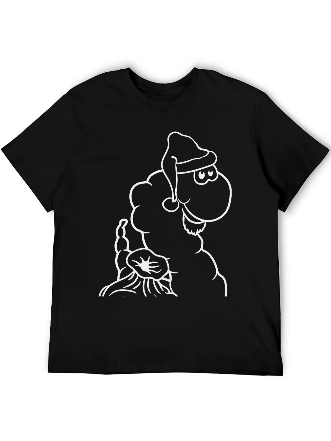 Novelty Cartoon Sheep Santa Hat Graphic Tee