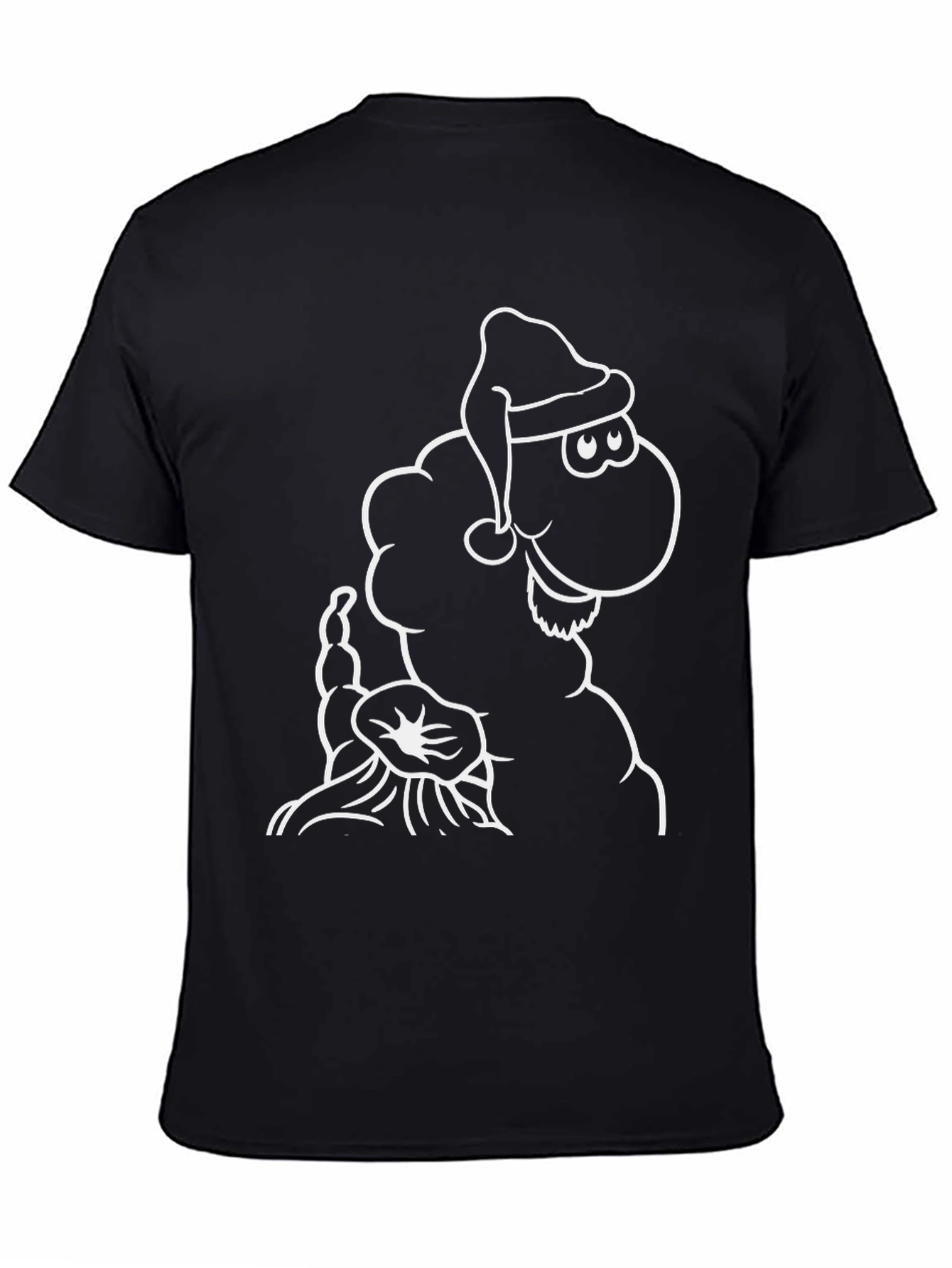 Novelty Cartoon Sheep Santa Hat Graphic Tee