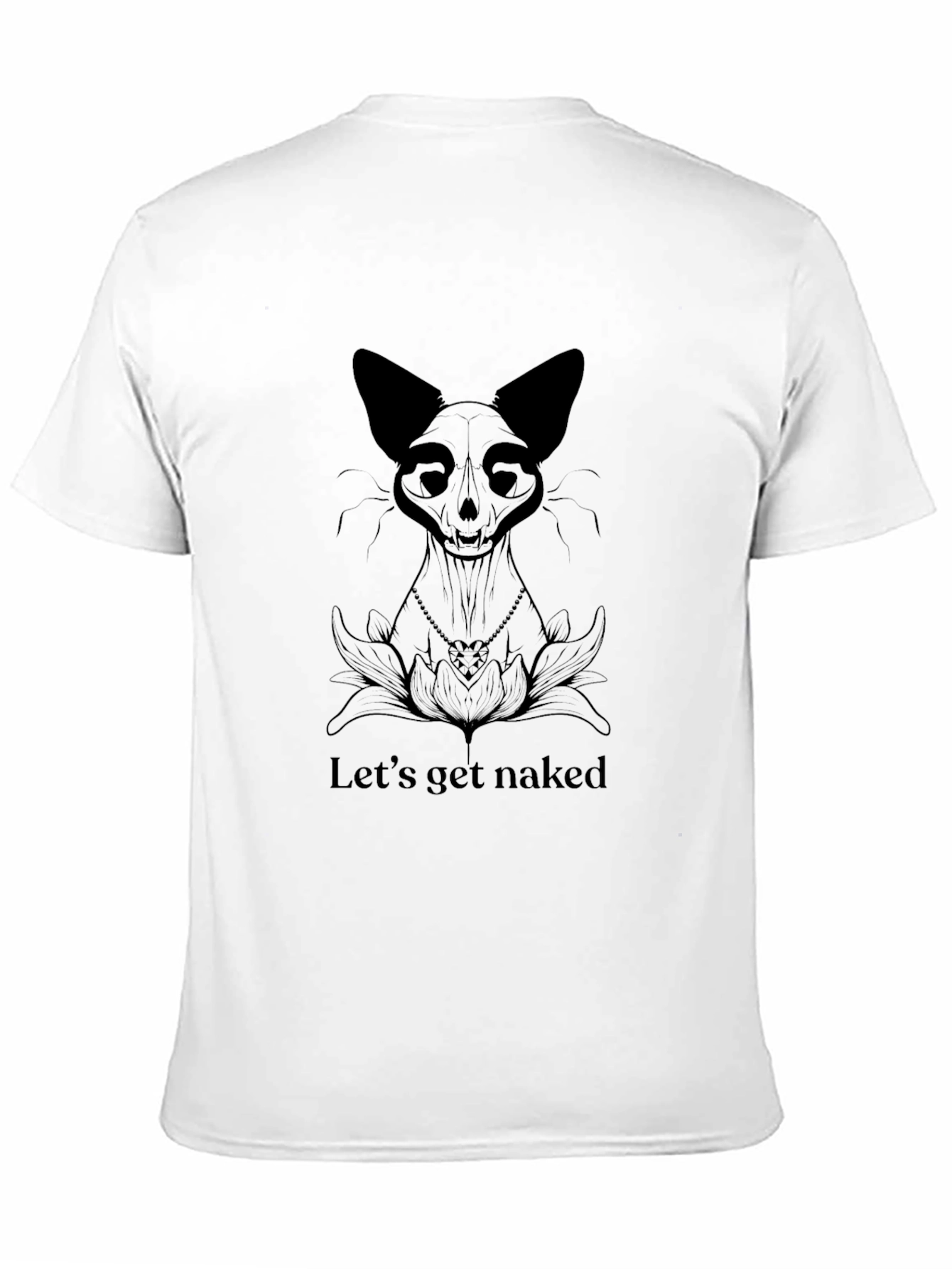 Black Cat Skeleton Graphic T-Shirt - Lets Get Naked