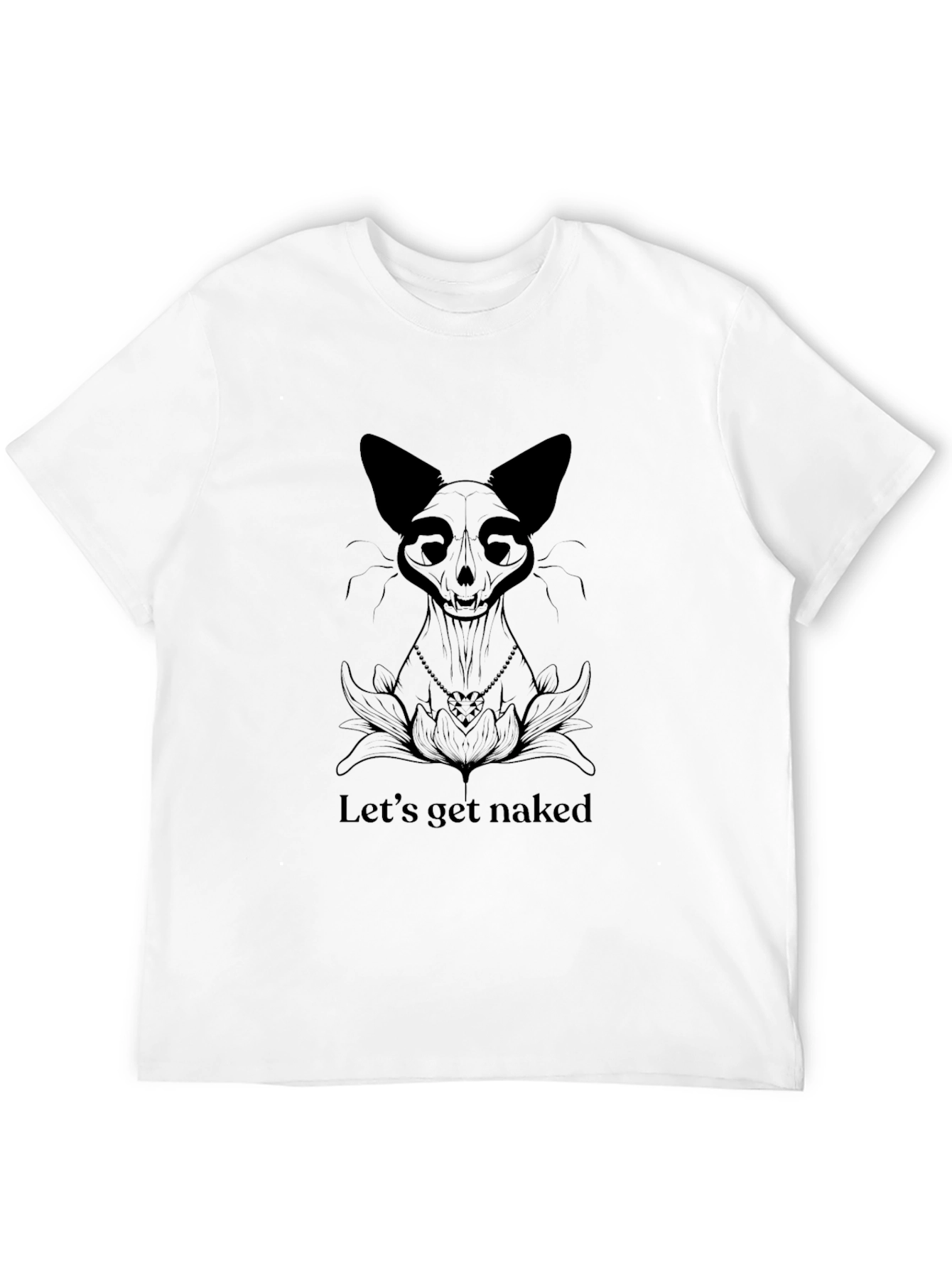 Black Cat Skeleton Graphic T-Shirt - Lets Get Naked