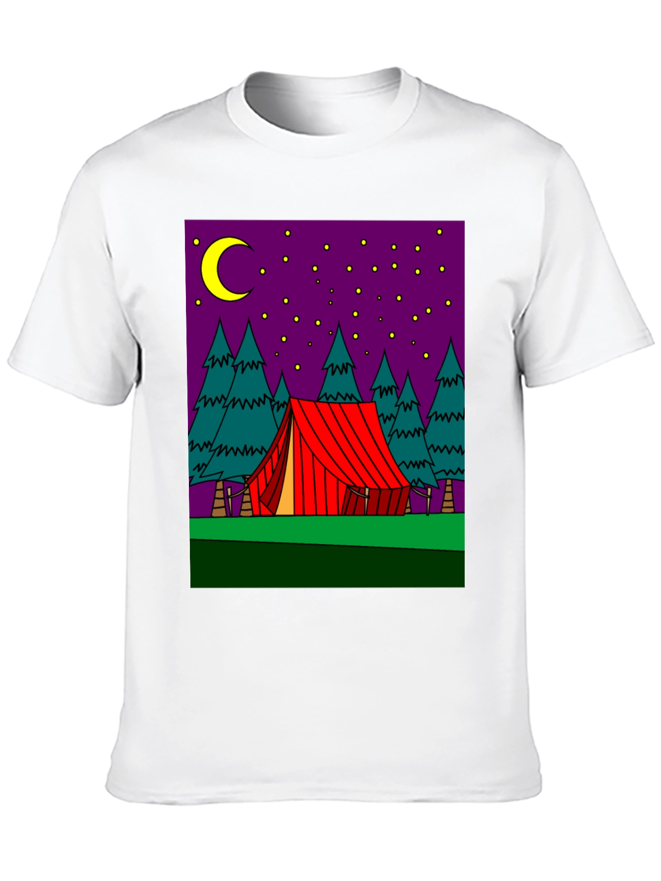 Camping Tent Under Moon Graphic Tee