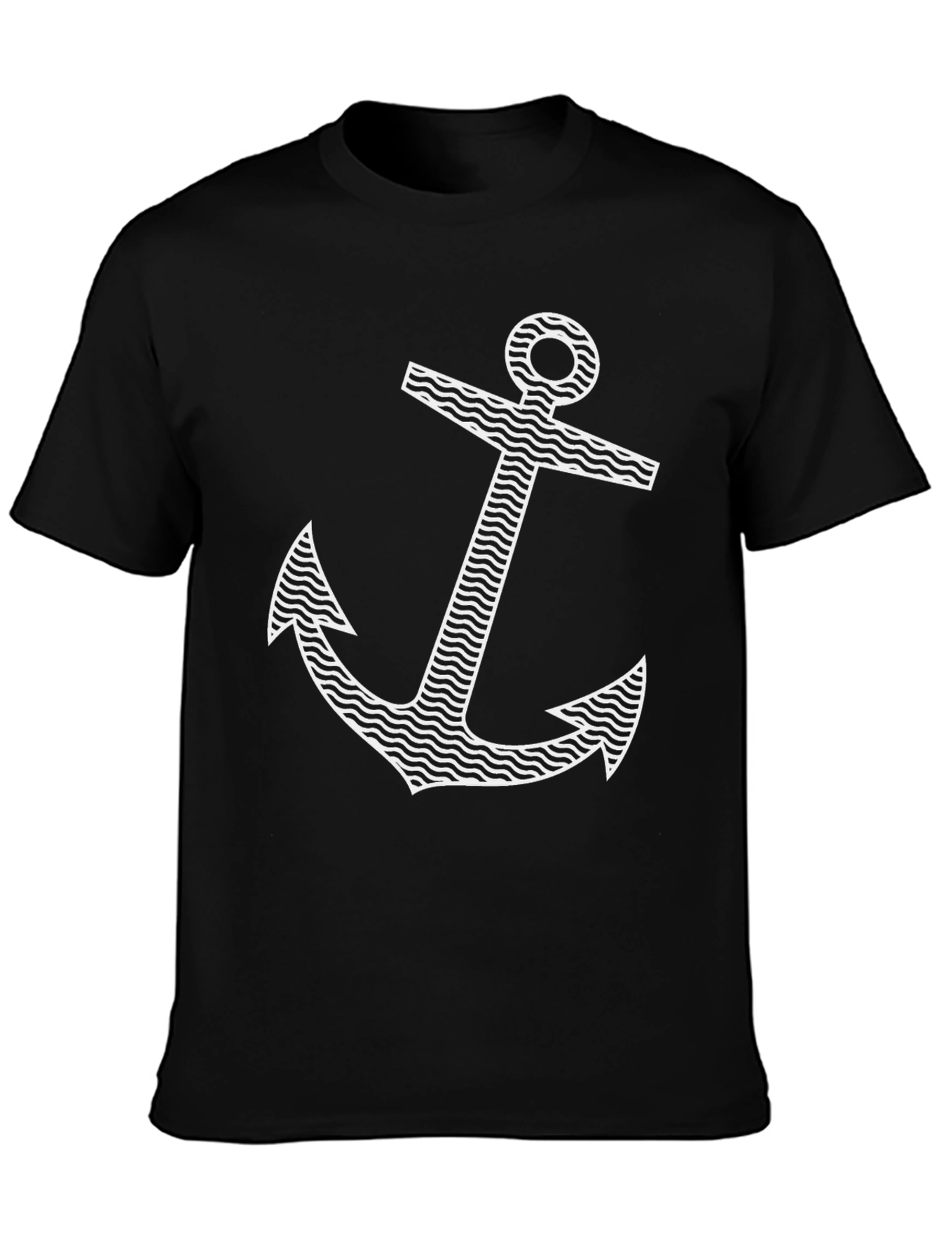 Nautical Anchor Graphic Tee - Black Cotton Blend