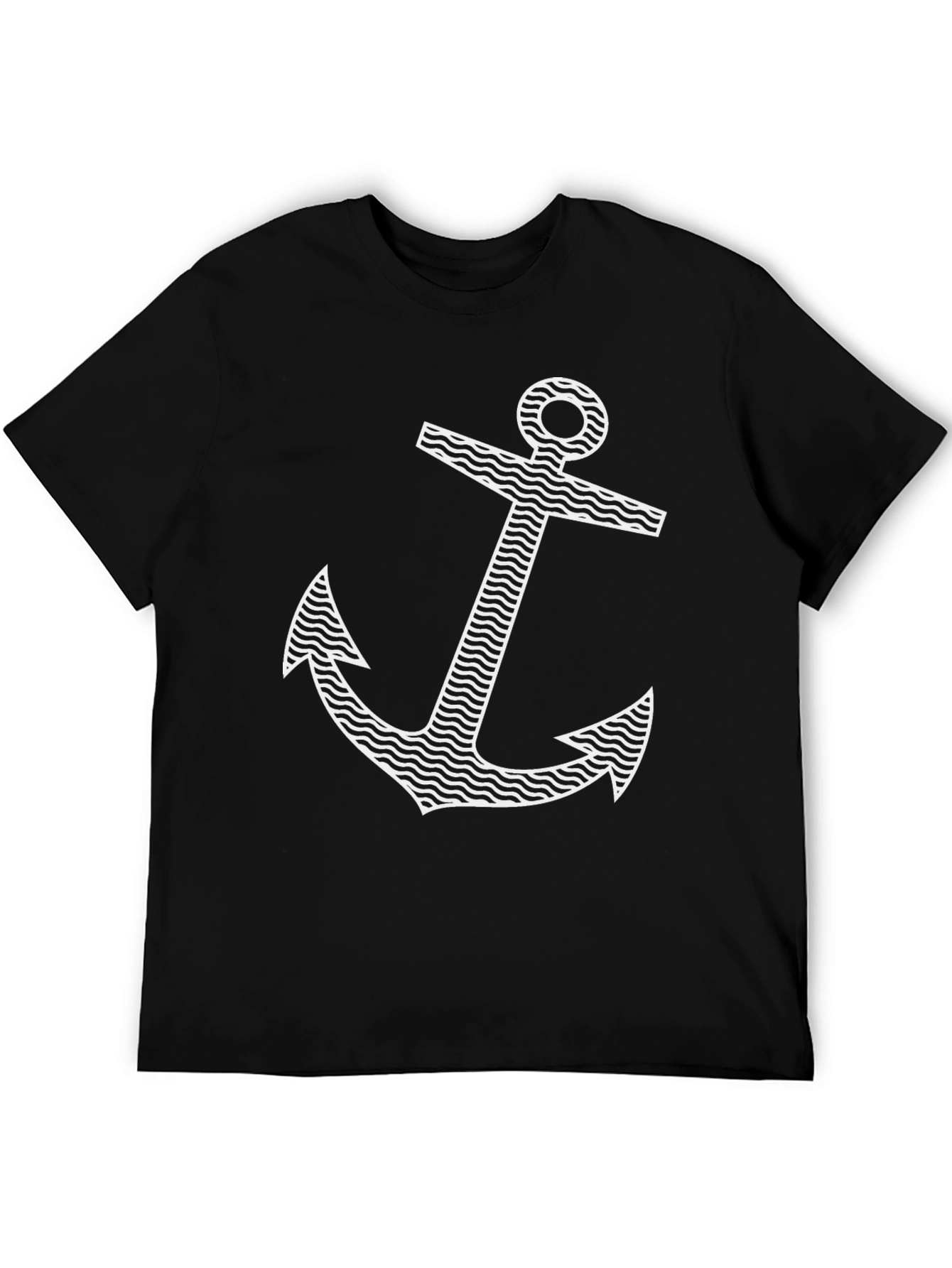 Nautical Anchor Graphic Tee - Black Cotton Blend