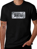 Seattle License Plate Graphic Tee - Grunge Style