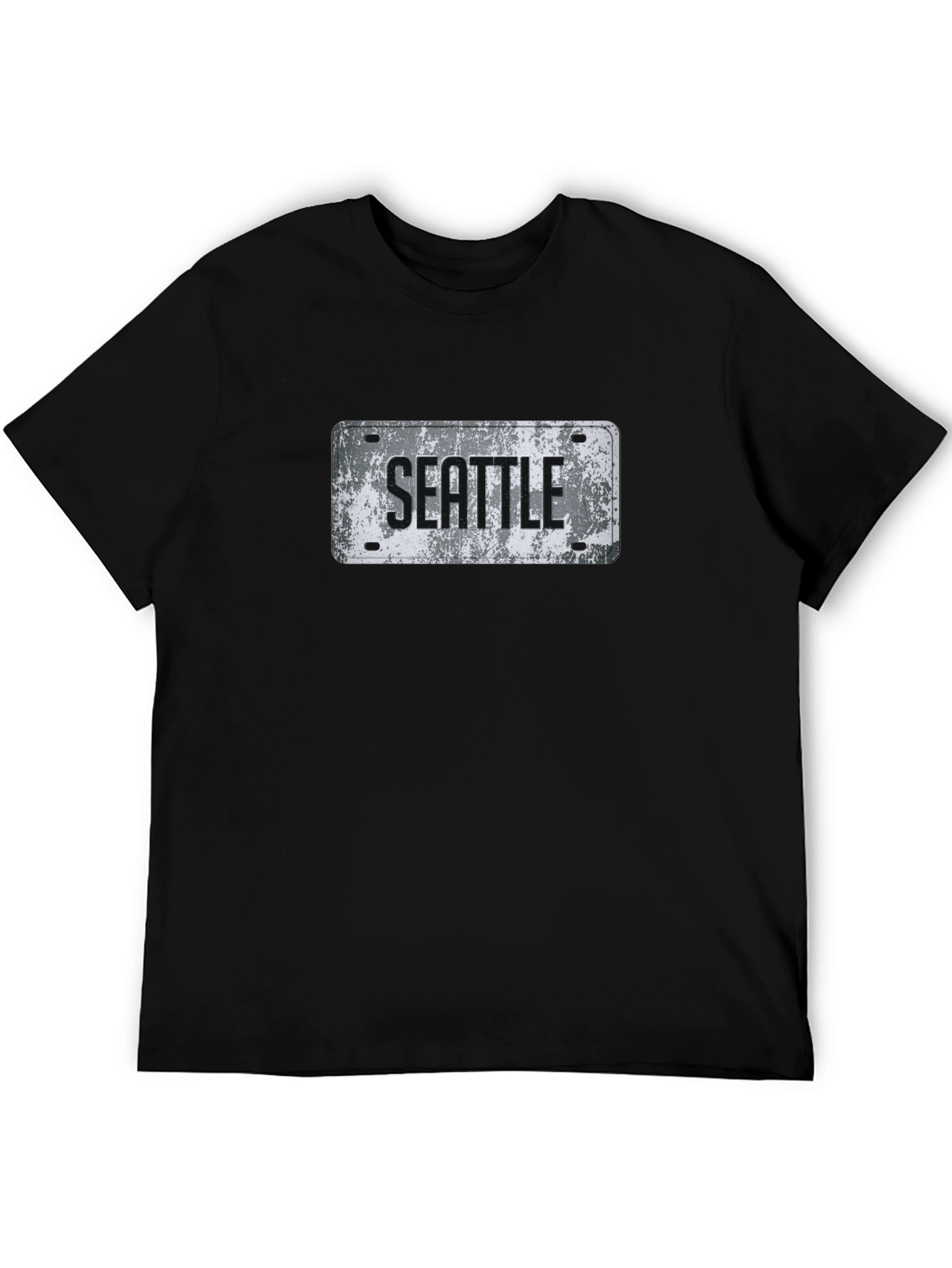 Seattle License Plate Graphic Tee - Grunge Style