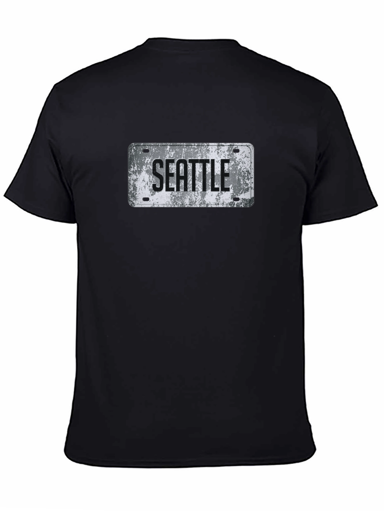 Seattle License Plate Graphic Tee - Grunge Style