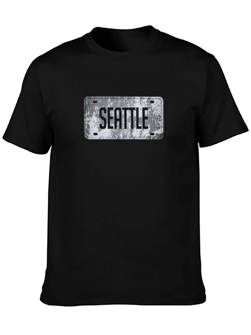 Seattle License Plate Graphic Tee - Grunge Style