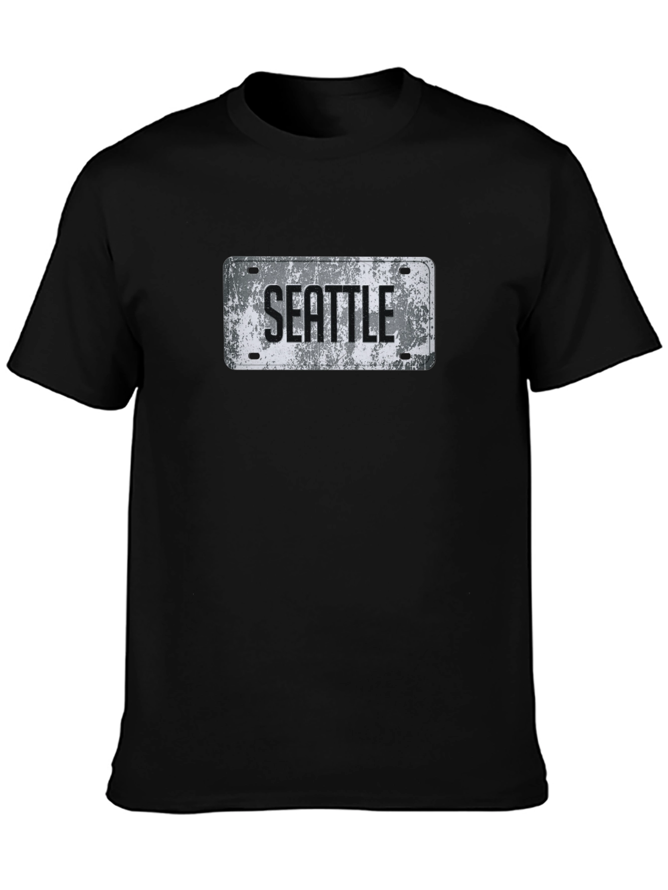 Seattle License Plate Graphic Tee - Grunge Style