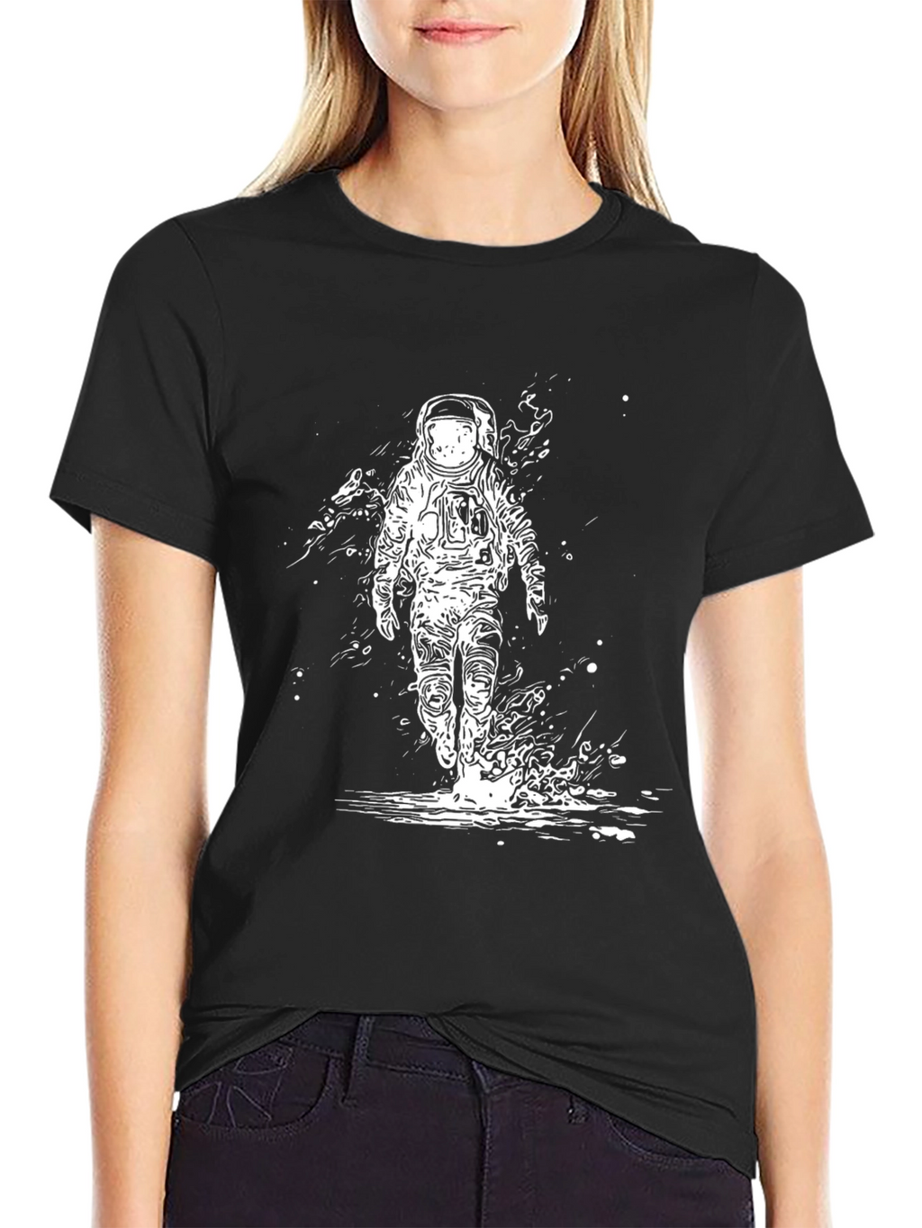 Astronaut Graphic Black T-Shirt - Space Explorer Tee