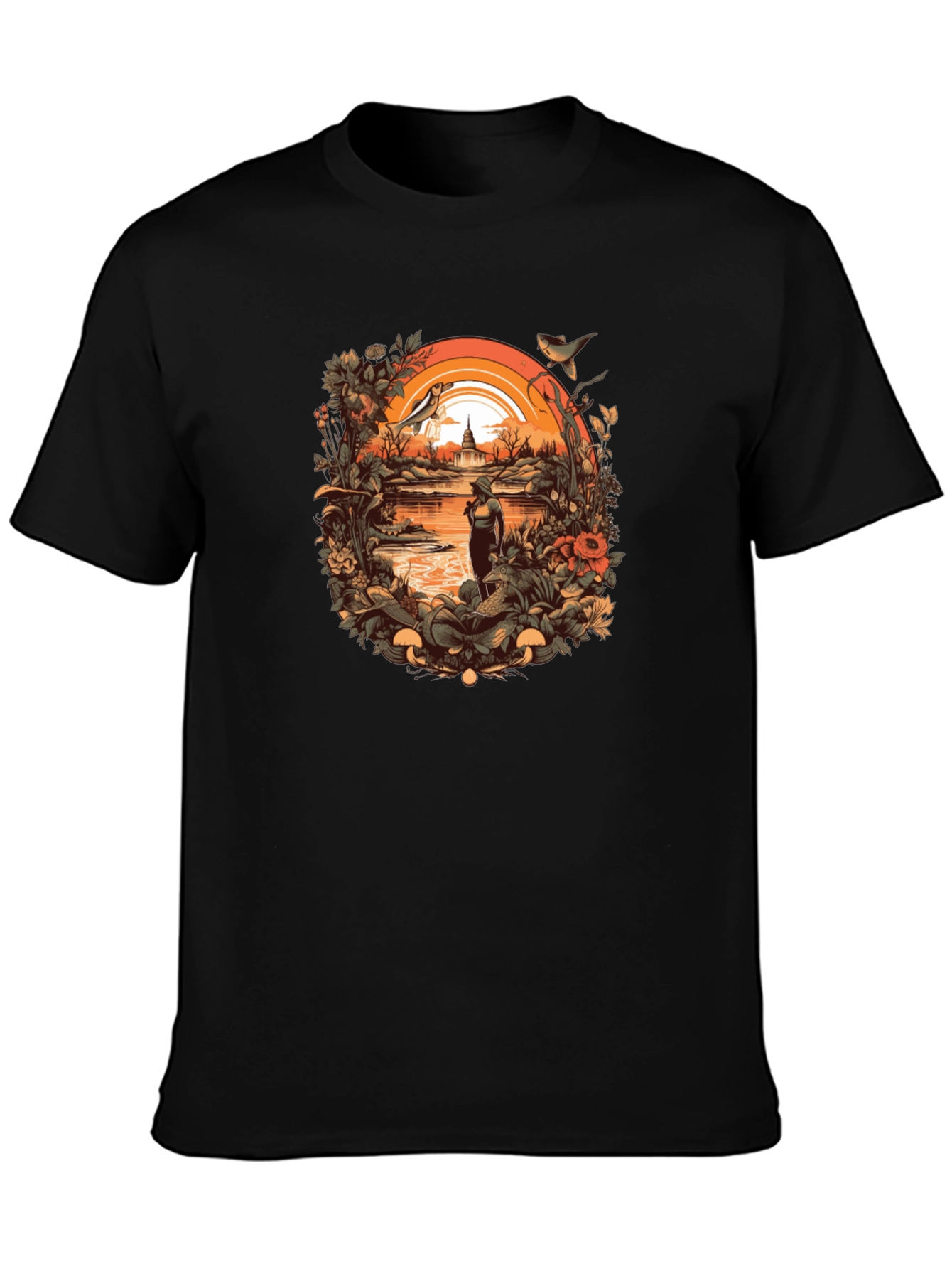 Nature Scene Graphic Tee - Unisex Black T-Shirt