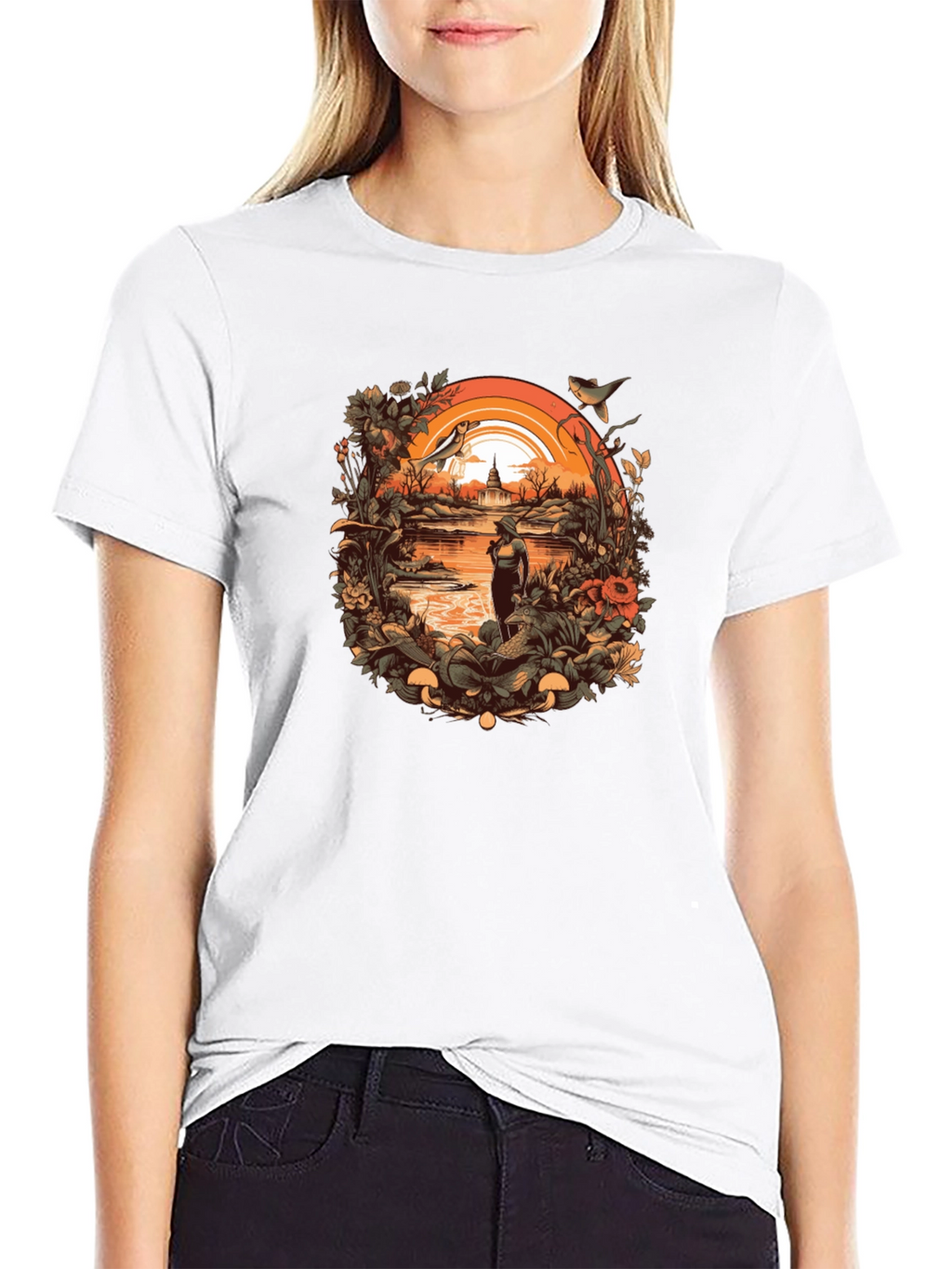 Nature Scene Graphic Tee - Unisex Black T-Shirt