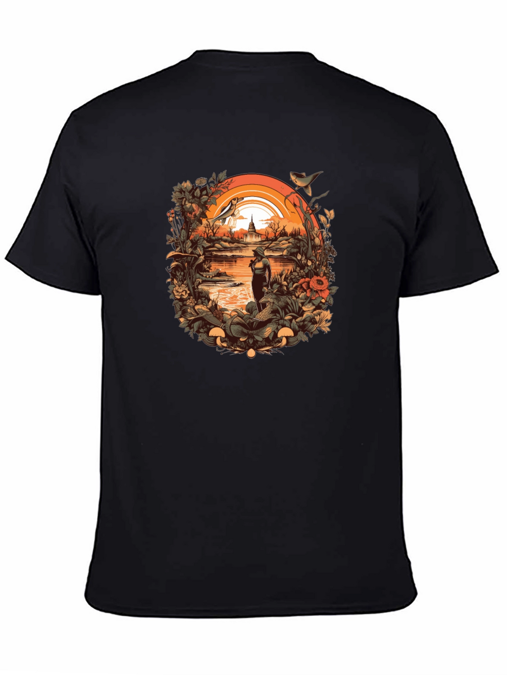 Nature Scene Graphic Tee - Unisex Black T-Shirt