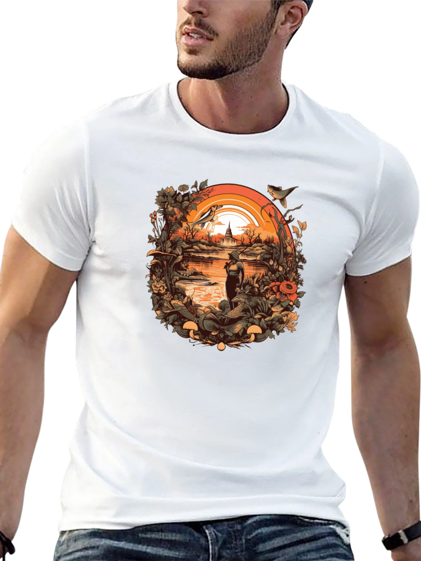 Nature Scene Graphic Tee - Unisex Black T-Shirt