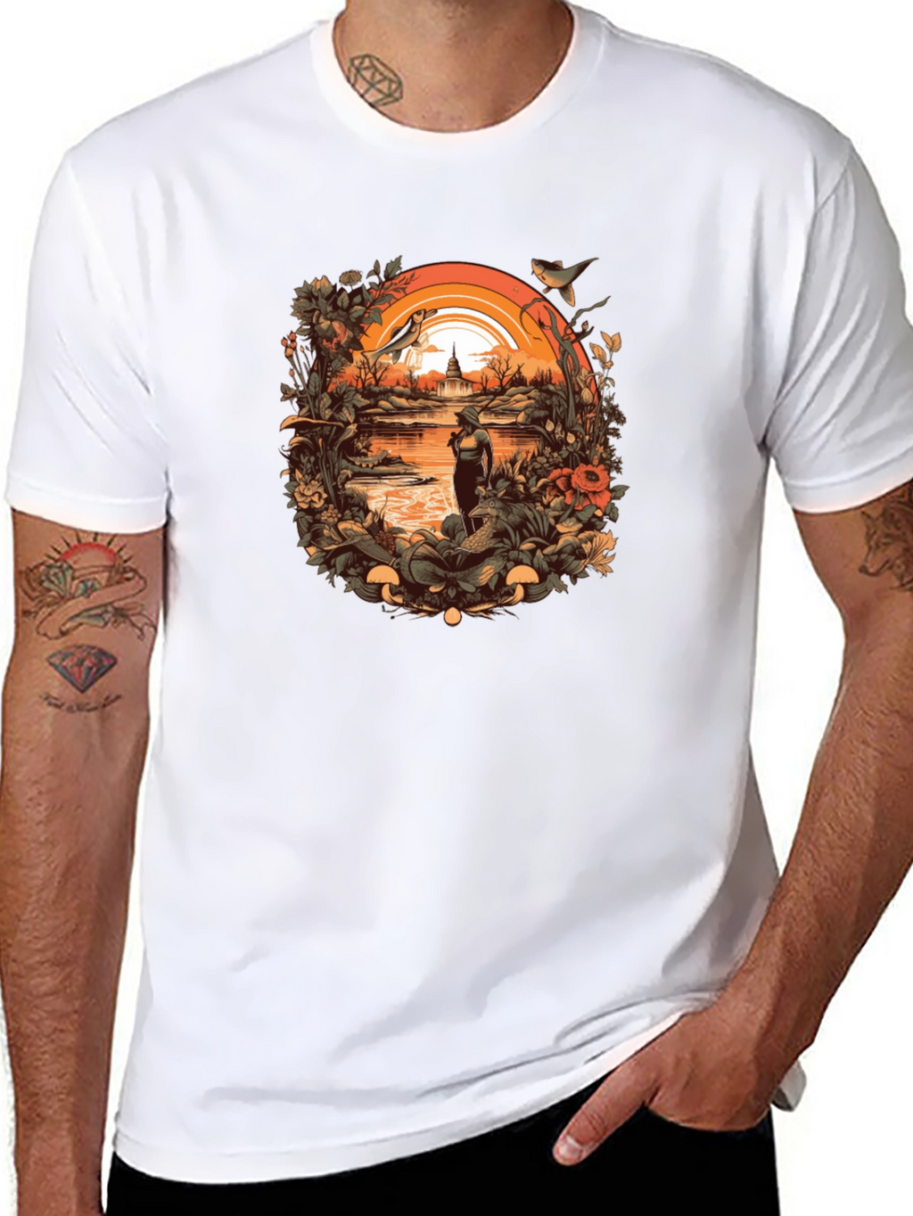 Nature Scene Graphic Tee - Unisex Black T-Shirt