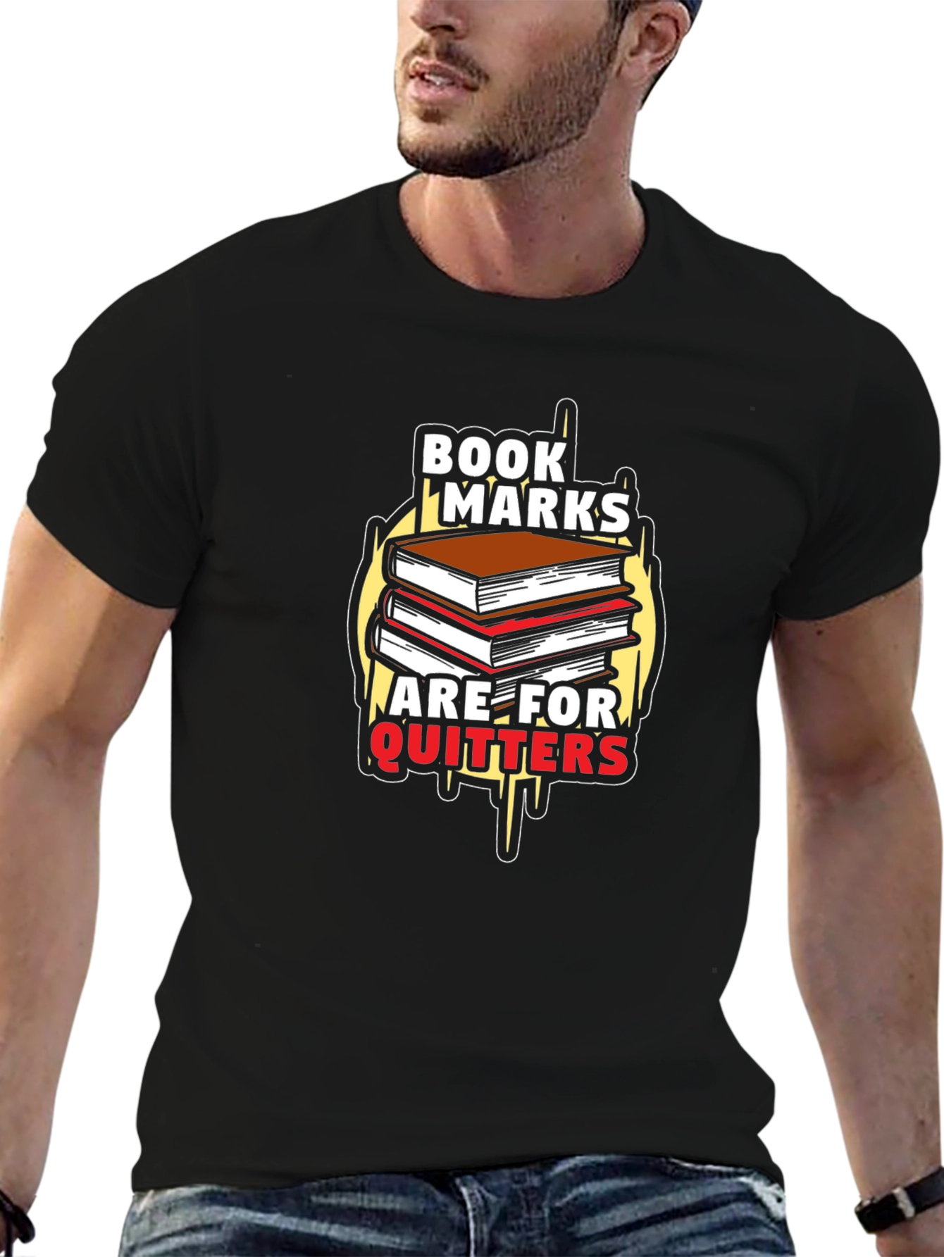 Bookmarks Are For Quitters Black T-Shirt