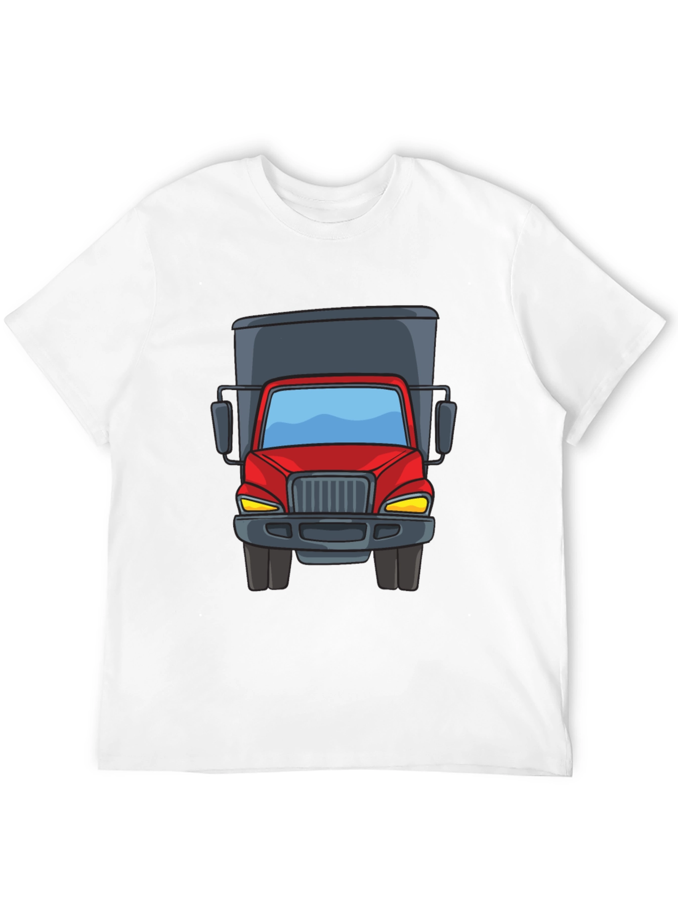 Cartoon Truck Graphic Tee - Black Cotton T-Shirt