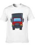 Cartoon Truck Graphic Tee - Black Cotton T-Shirt