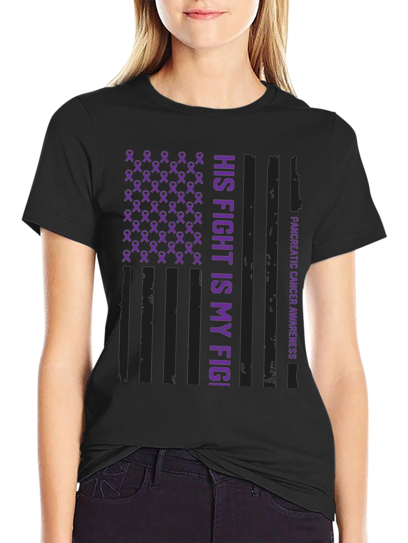 Pancreatic Cancer Awareness T-Shirt - His Fight is My Fight