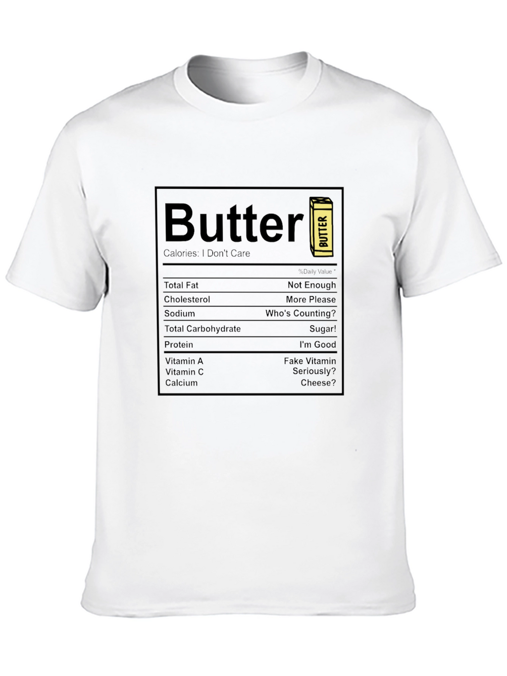 Funny Butter Nutrition Facts Black T-Shirt