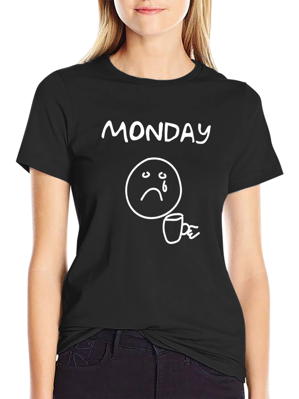 Monday Blues Graphic Tee - Sad Emoji Coffee T-Shirt