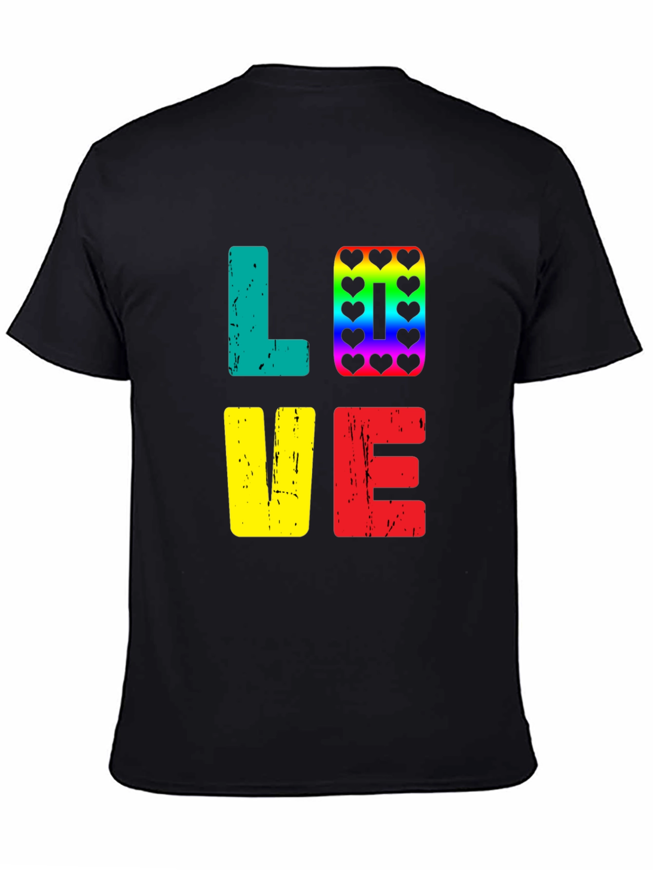 Love Rainbow Heart Graphic Tee - Black