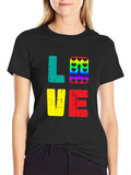 Love Rainbow Heart Graphic Tee - Black