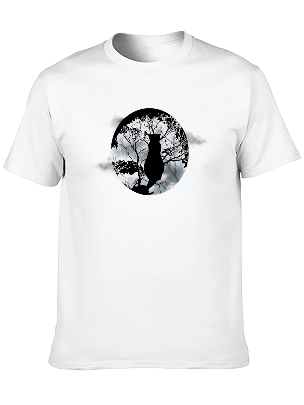 Moonlit Cat Tee - Black Graphic T-Shirt