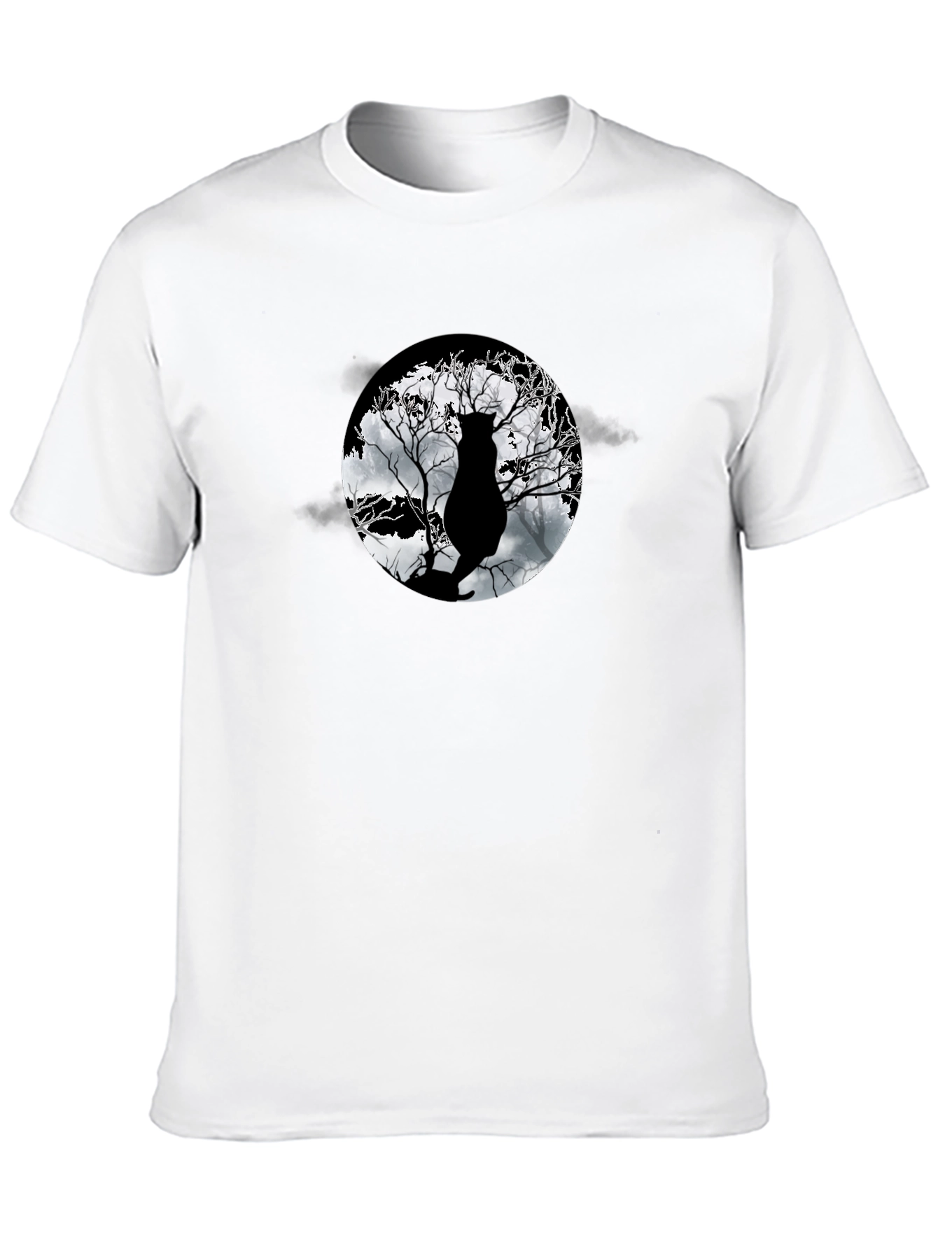 Moonlit Cat Tee - Black Graphic T-Shirt