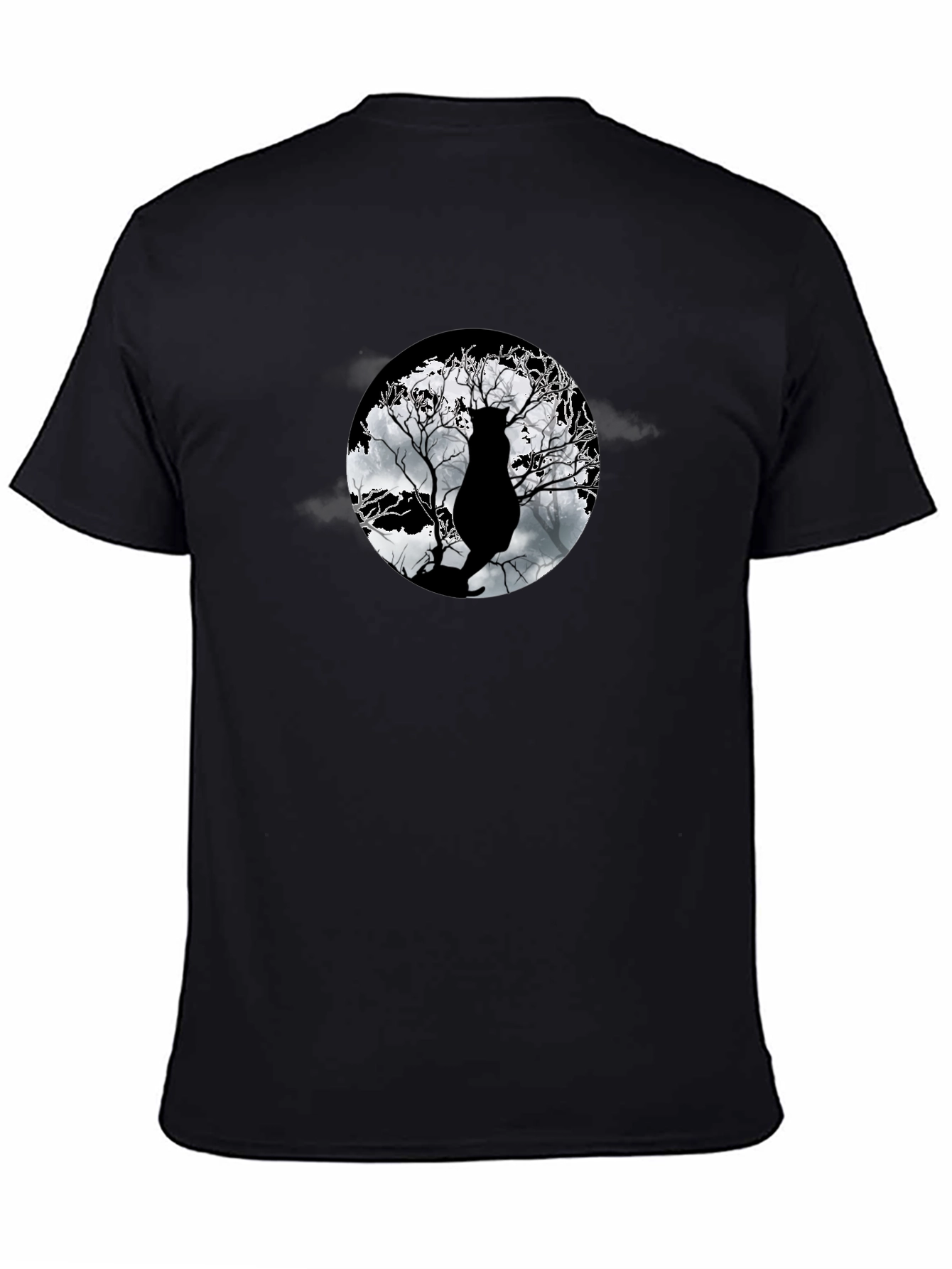 Moonlit Cat Tee - Black Graphic T-Shirt