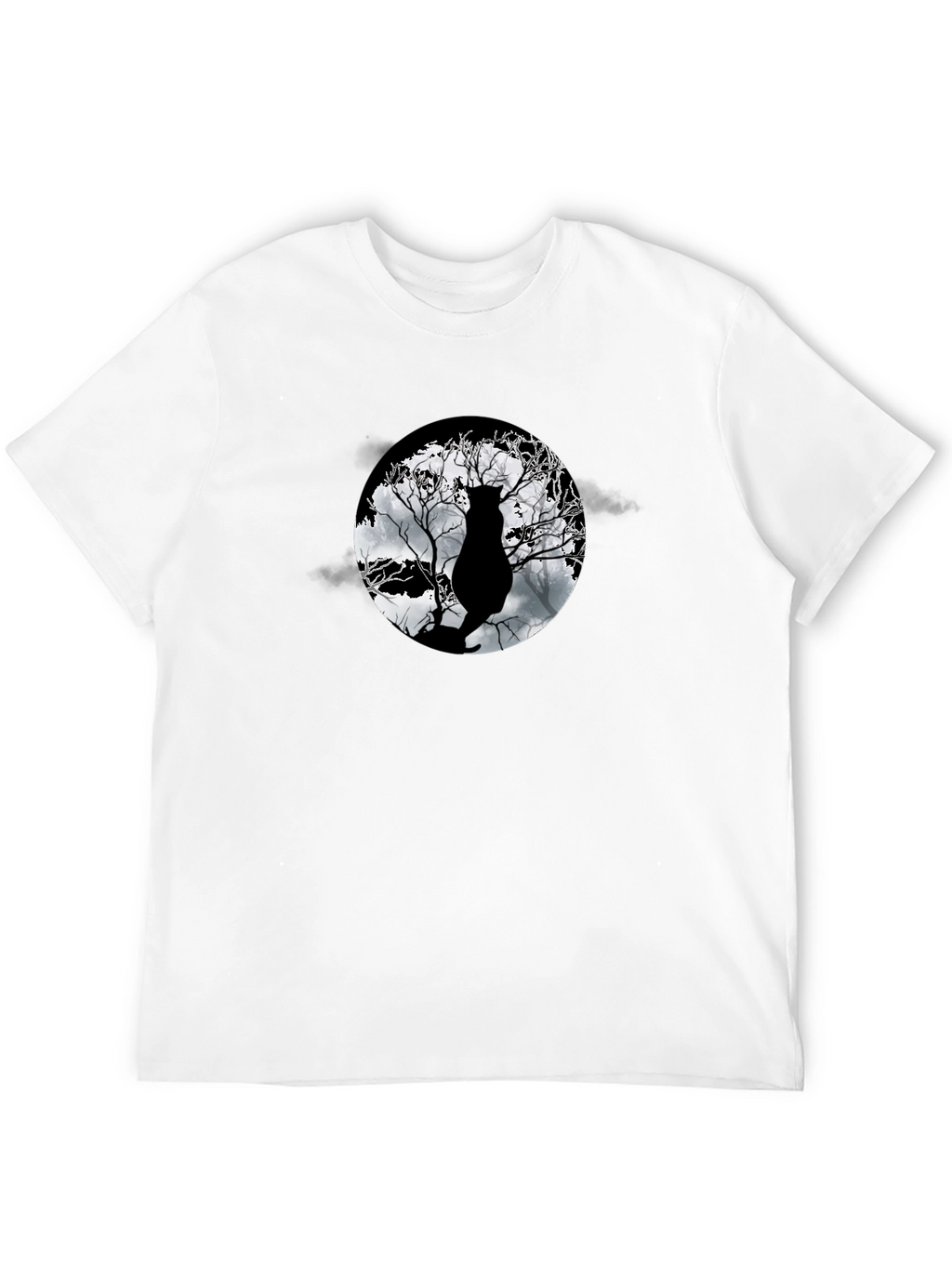 Moonlit Cat Tee - Black Graphic T-Shirt