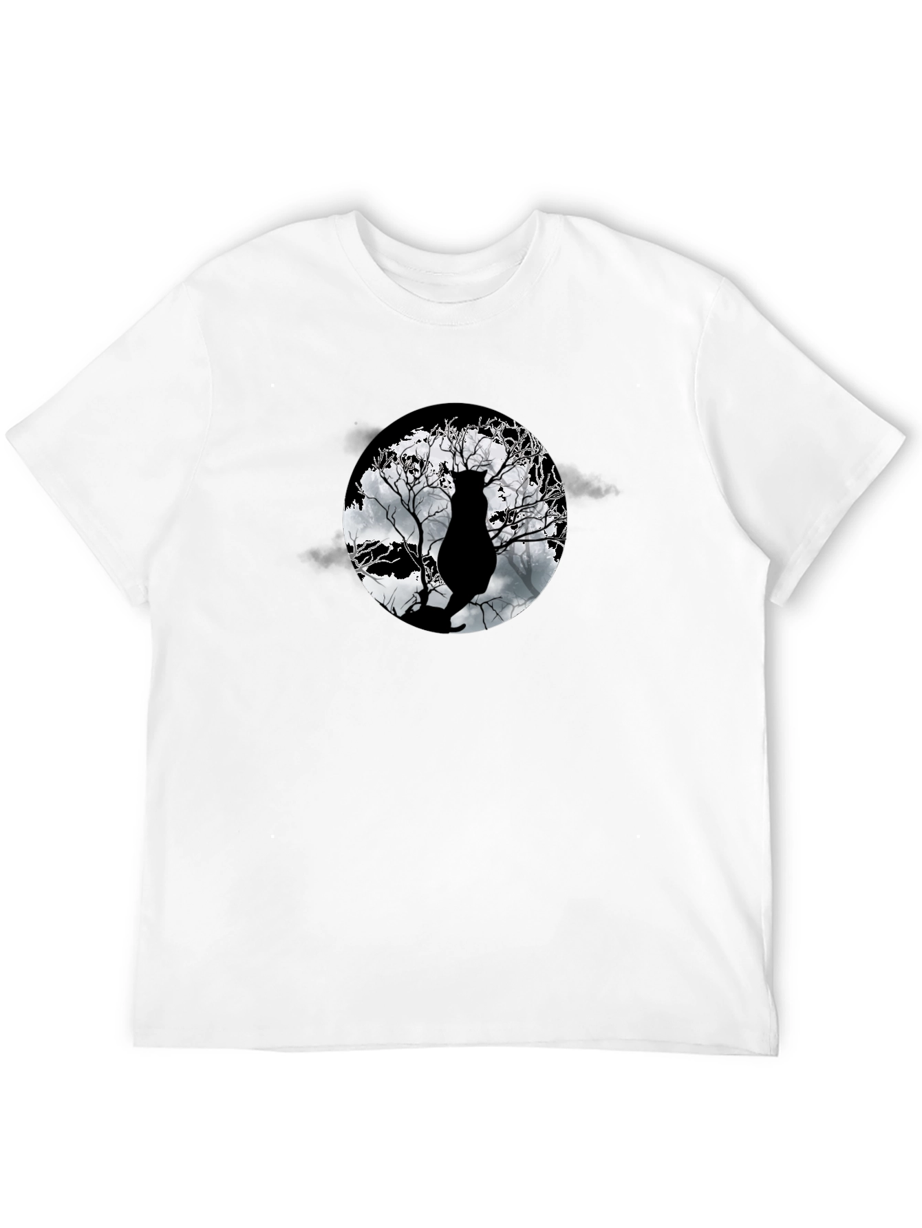 Moonlit Cat Tee - Black Graphic T-Shirt