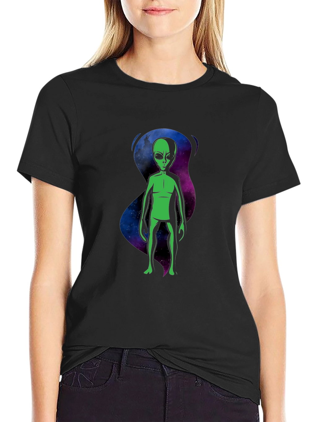Alien Graphic T-Shirt - Black Crew Neck Tee
