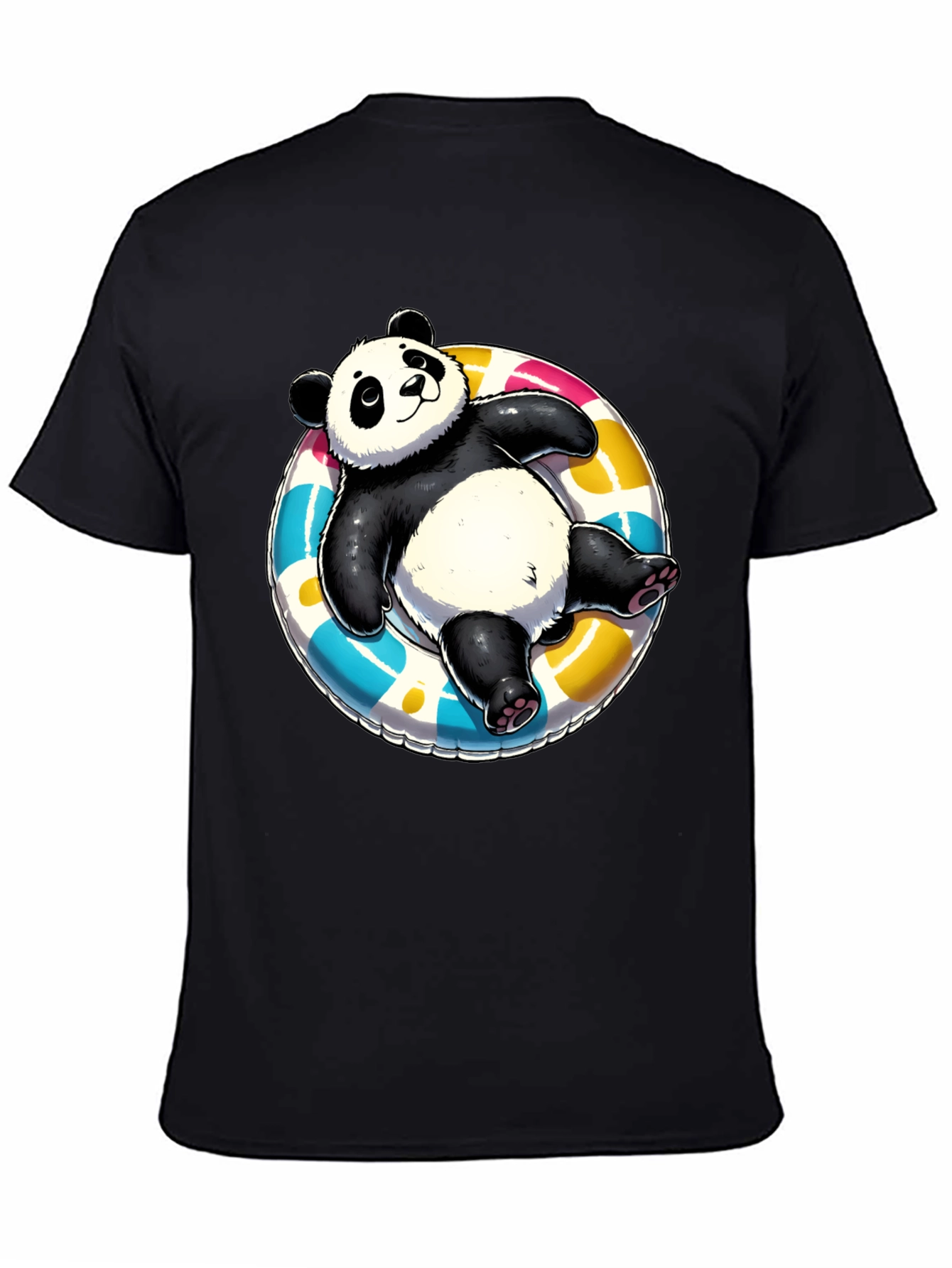 Panda on Float T-Shirt - Black Cotton Tee