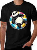 Panda on Float T-Shirt - Black Cotton Tee