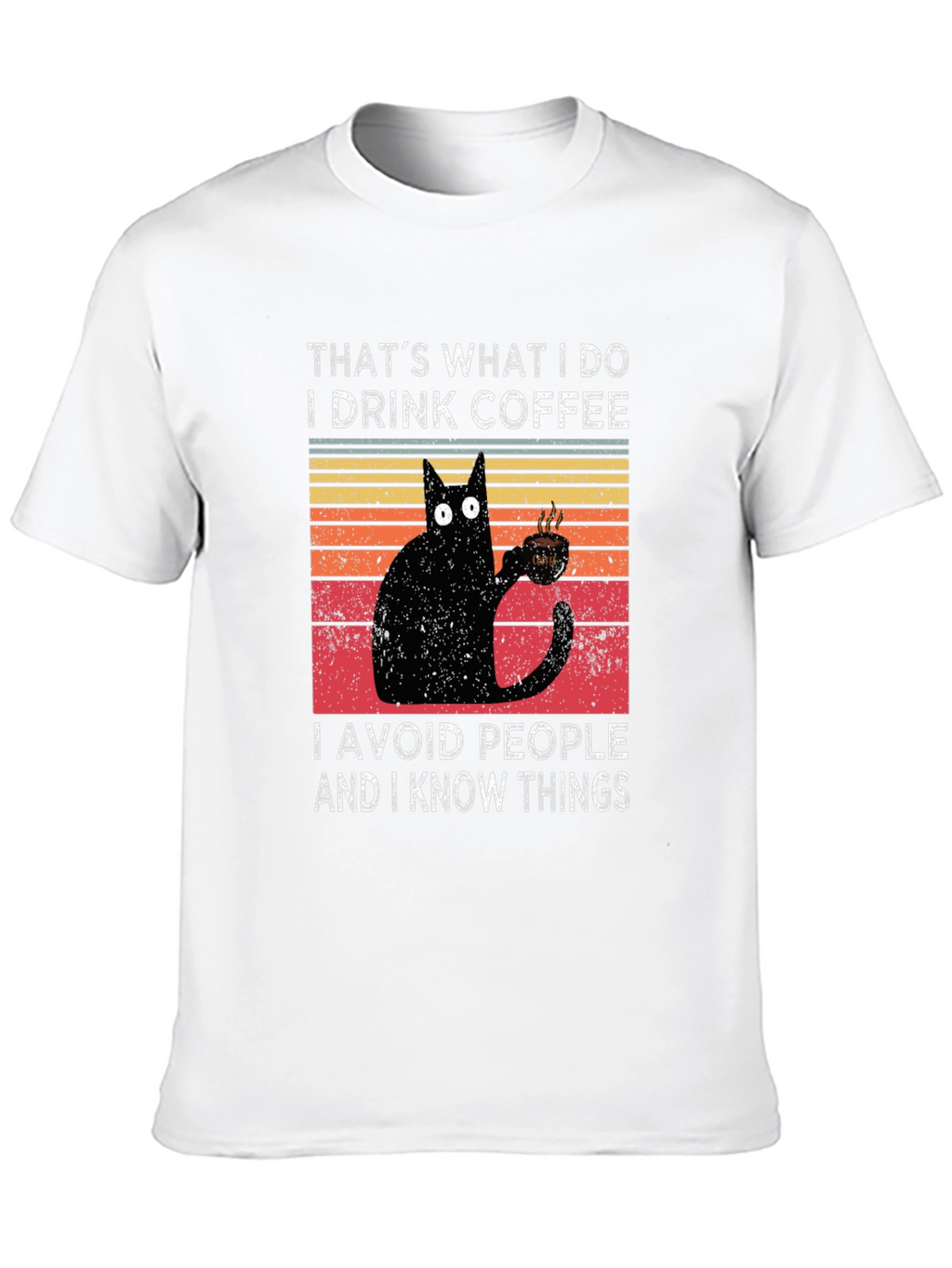 Coffee Cat T-Shirt - I Drink Coffee Avoid People