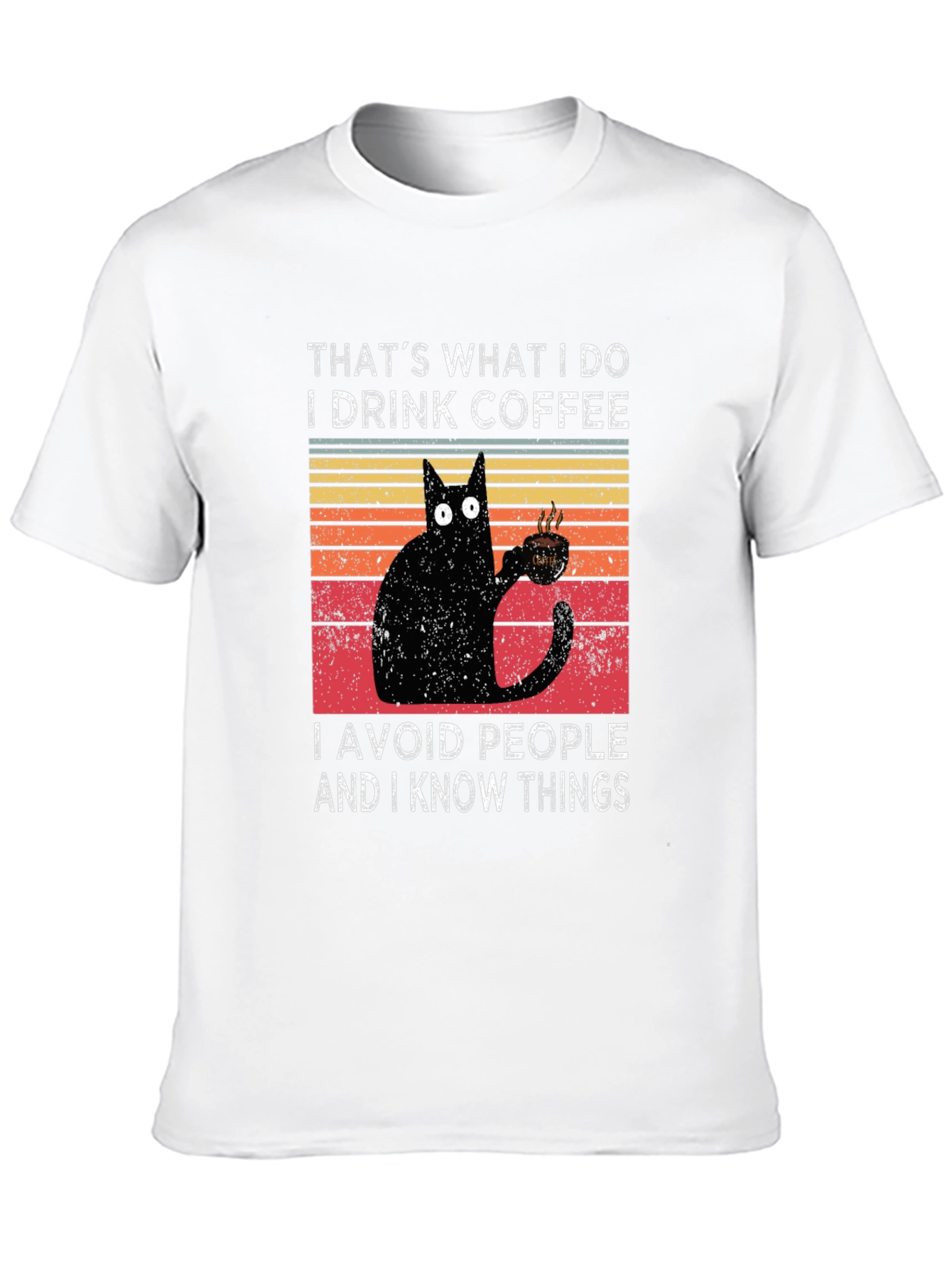 Coffee Cat T-Shirt - I Drink Coffee Avoid People