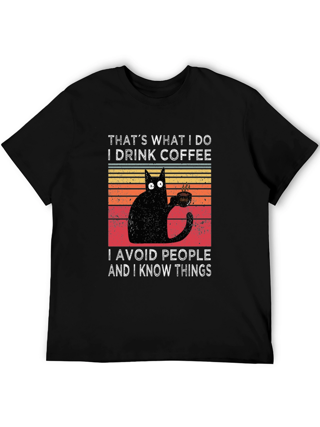 Coffee Cat T-Shirt - I Drink Coffee Avoid People