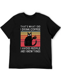 Coffee Cat T-Shirt - I Drink Coffee Avoid People