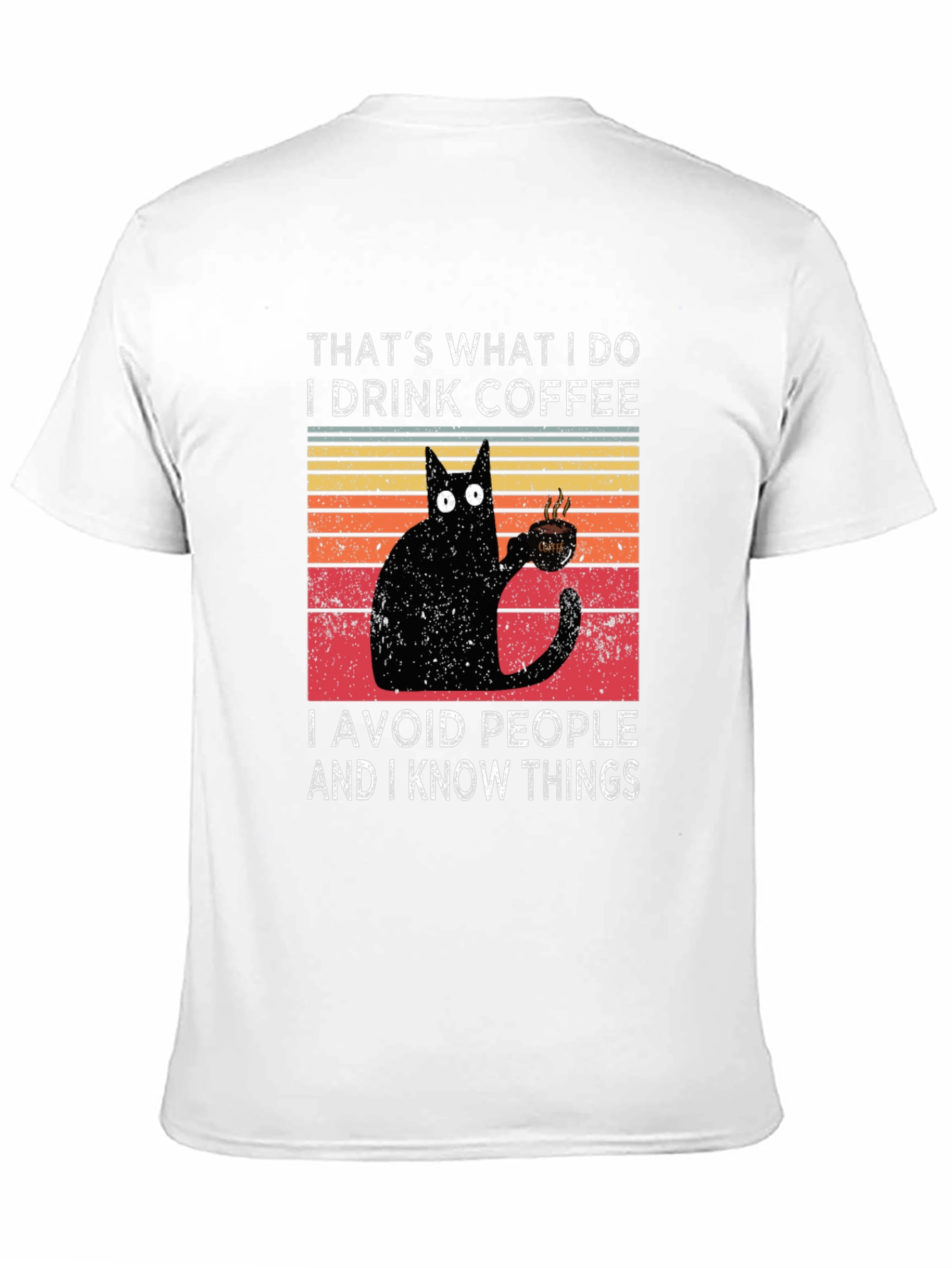 Coffee Cat T-Shirt - I Drink Coffee Avoid People