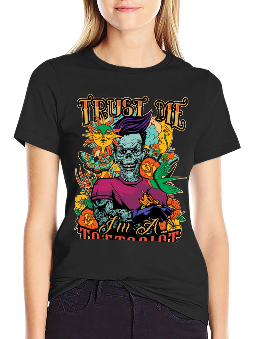 Trust Me Im A Tattooist Black Graphic Tee
